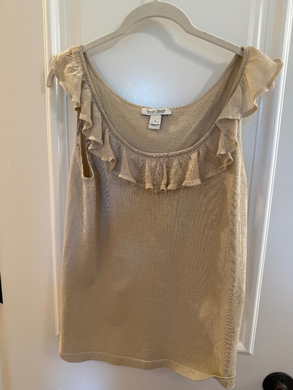 White House Black Market gold ruffle tank top size L